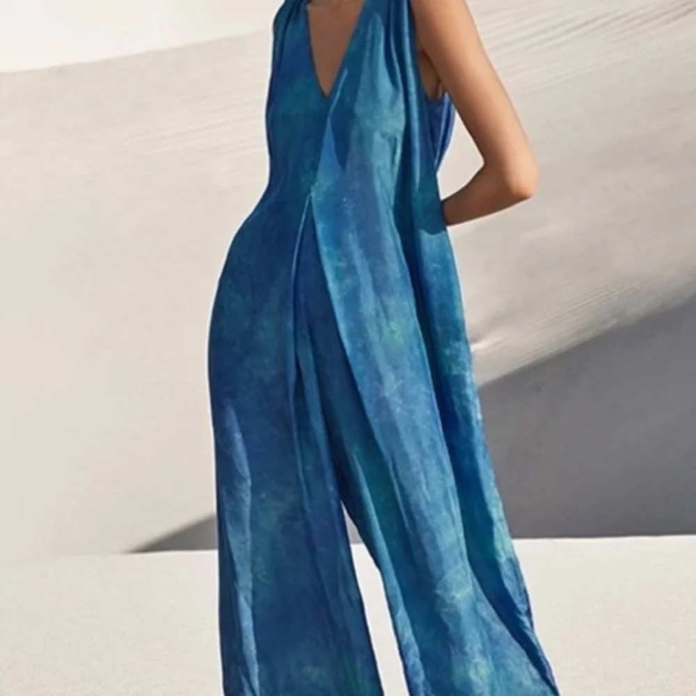 Johnny Was “Amanda Bond” Calista Jumpsuit NWT Handmade 100% Silk Wide Leg Sz M/L - Picture 1 of 17